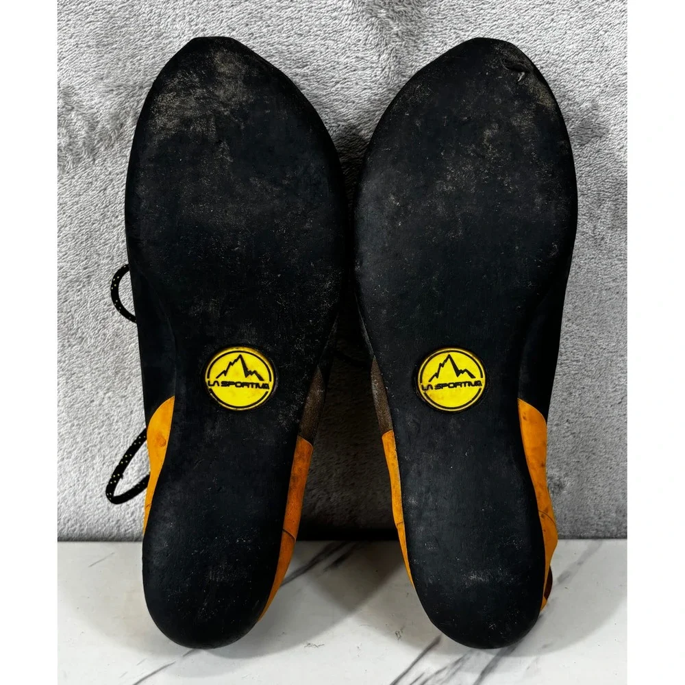 La Sportiva Katana Climbing Shoes Mens 10.5 Womens 11.5 Orange Grey Good Lace Up